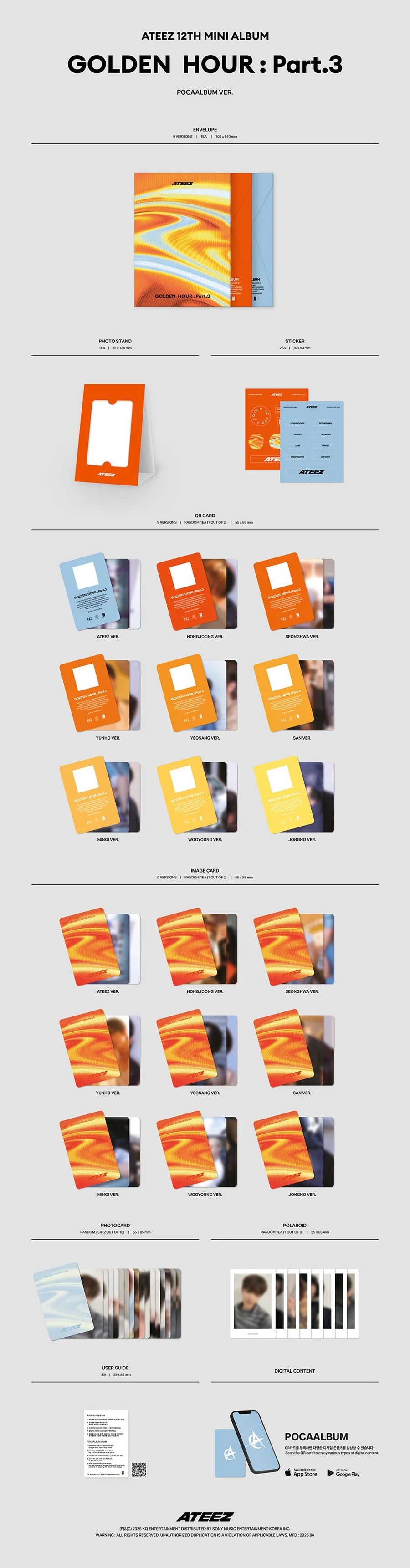 ATEEZ - GOLDEN HOUR : PART.3 12TH MINI ALBUM POCA ALBUM (Member Choice)