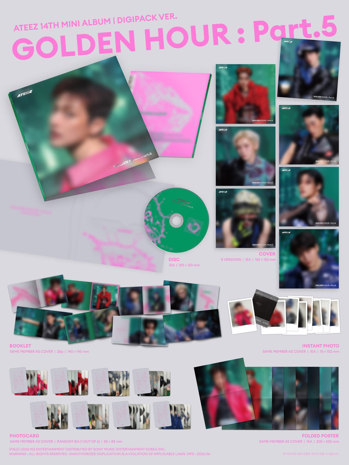 ATEEZ - 14th Mini Album GOLDEN HOUR : PART.5 Digipack Ver. (Member & POB Choice)