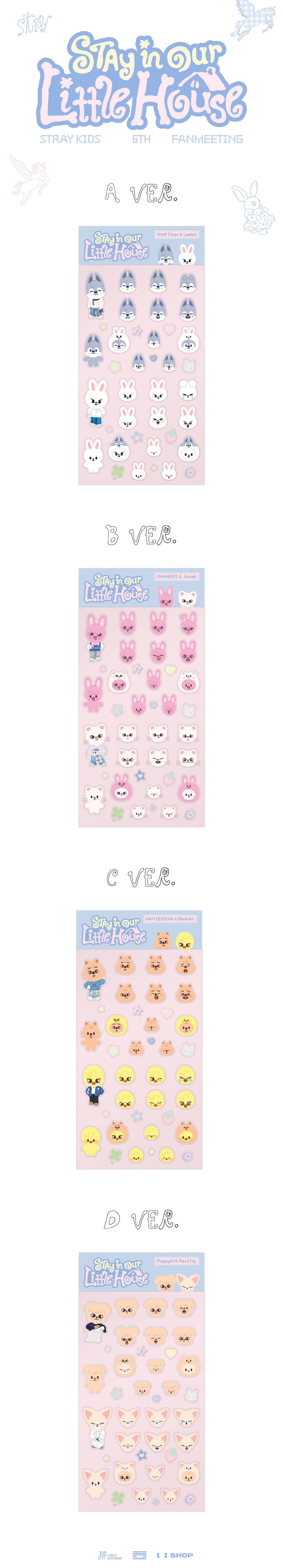 [PREORDER] Stray Kids 6TH FANMEETING OFFICIAL MD [STAY in Our Little House] - SKZOO 3D STICKER (Ver. Choice)