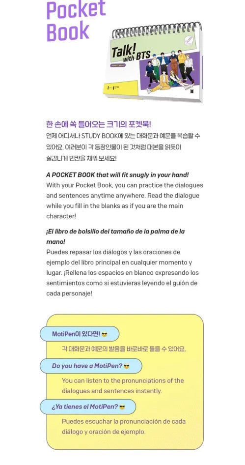 [ON BACK-ORDER] [SHIPS IN 2-3 WEEKS] BTS - TALK! WITH BTS LEARN KOREAN SERIES