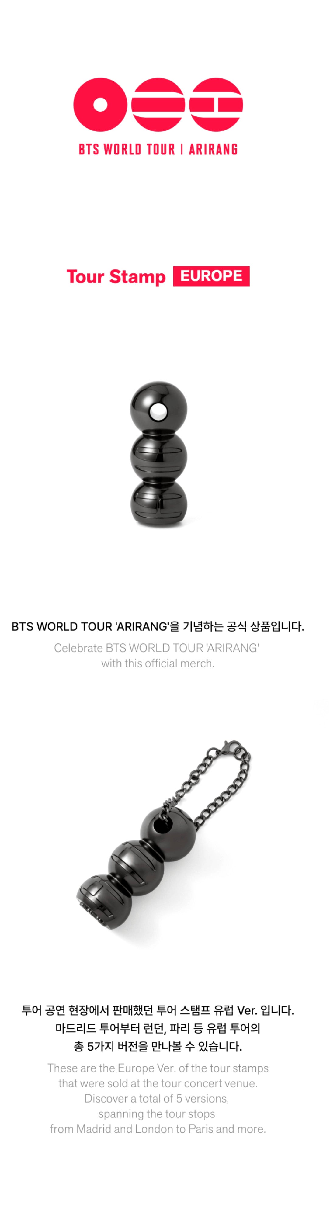 [PREORDER] [SHIPS IN DEC-JAN] BTS - ARIRANG WORLD TOUR OFFICIAL MD TOUR STAMP EUROPE Ver. (City Choice)
