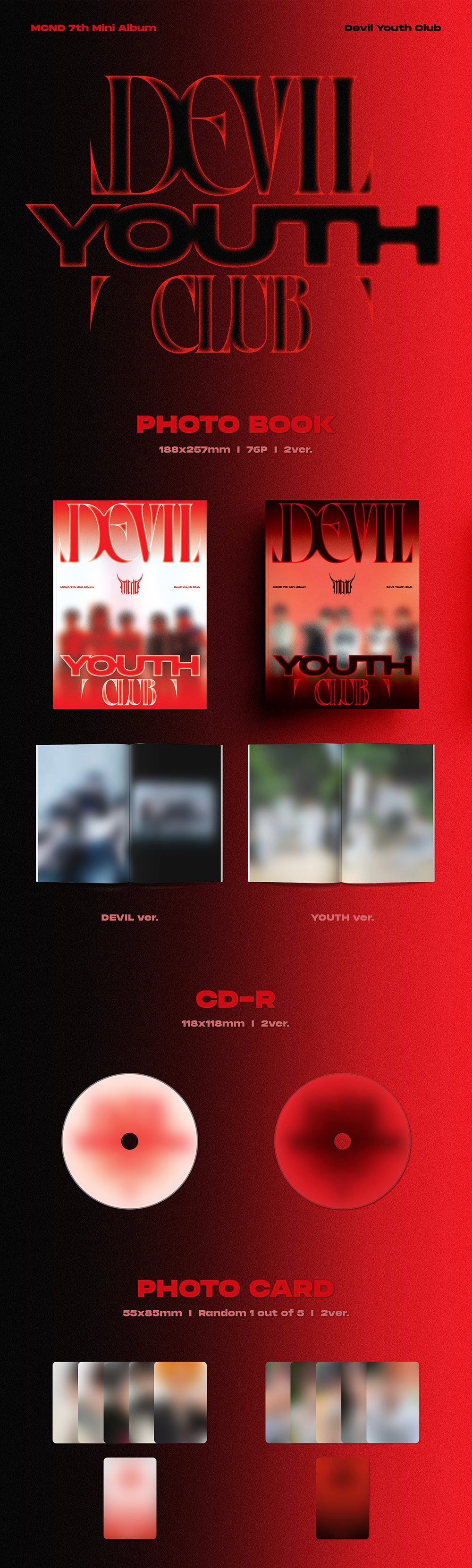 [PREORDER] [SHIPS IN OCT-NOV] MCND - 'DEVIL YOUTH CLUB' 7TH MINI ALBUM STANDARD (Version Choice)