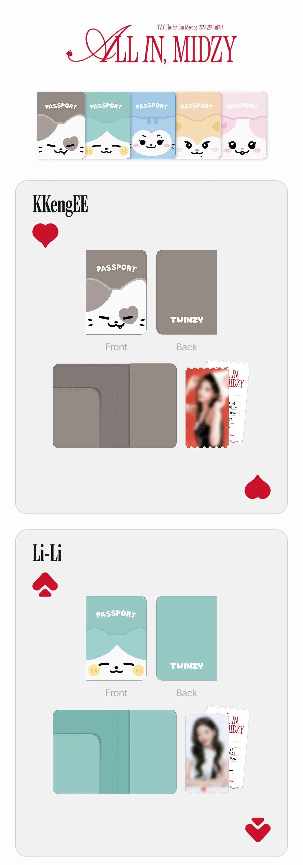 [PREORDER] [SHIPS IN JAN-FEB 2027] ITZY - ALL IN, MIDZY 5TH FAN MEETING OFFICIAL MD TWINZY PASSPORT COVER SET (Member Choice)