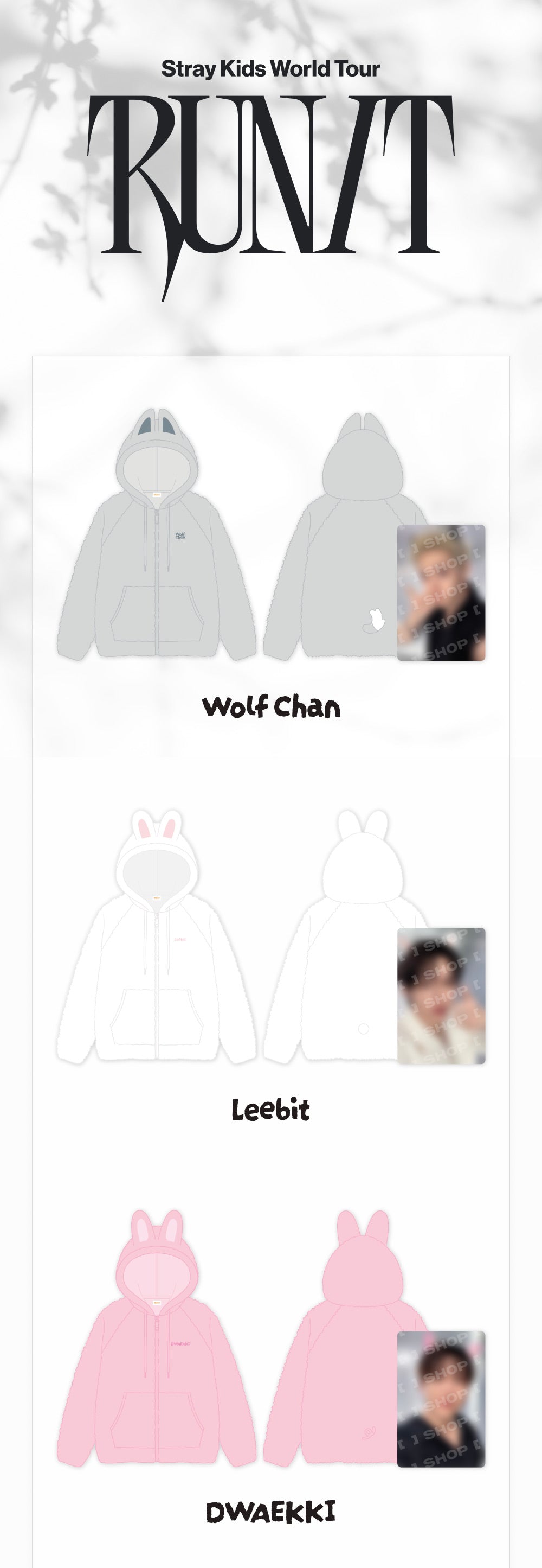 [PREORDER] [SHIPS IN SEPT-OCT] Stray Kids - World Tour [RUN IT SEOUL] OFFICIAL MD - SKZOO FLEECE HOOD ZIP-UP (SKZOO Choice)
