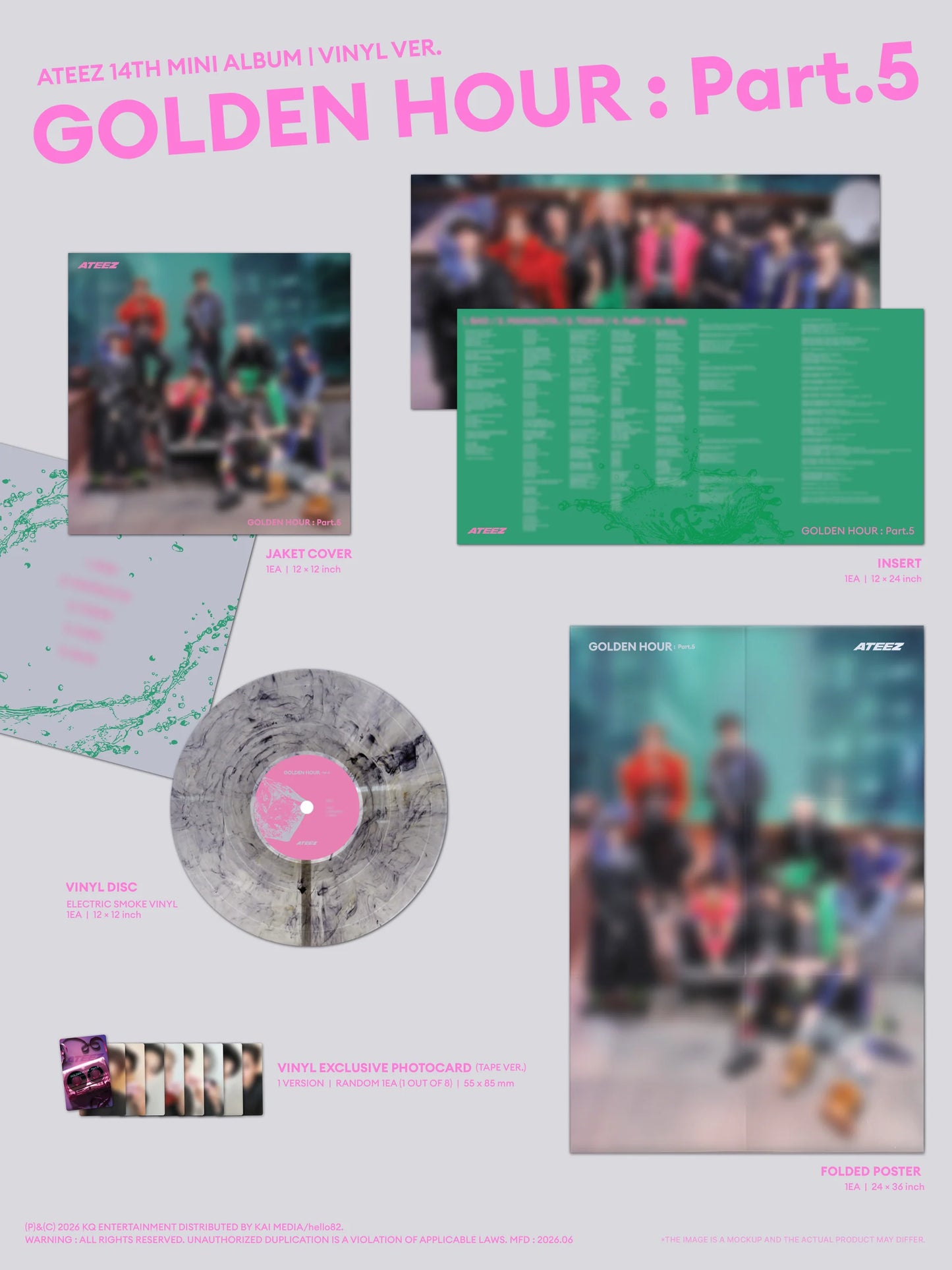 [PREORDER] ATEEZ - 14th Mini Album GOLDEN HOUR : PART.5 Vinyl Ver. HELLO82 EUROPE EXCLUSIVE