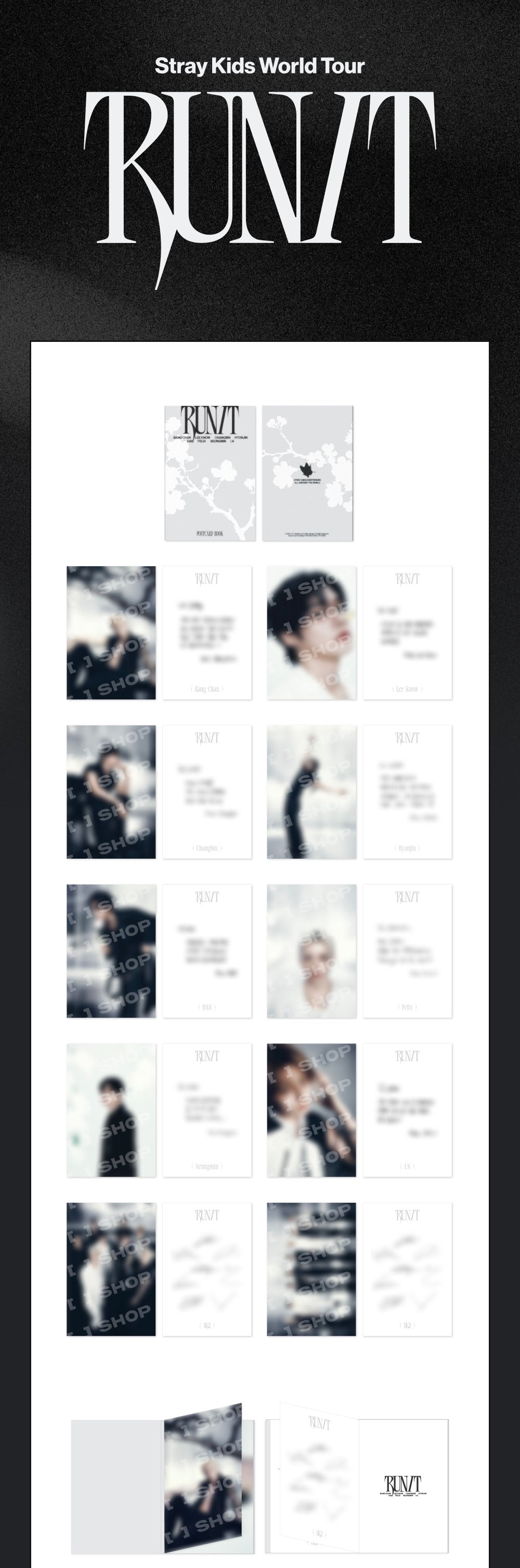[PREORDER] [SHIPS IN SEPT-OCT] Stray Kids - World Tour [RUN IT SEOUL] OFFICIAL MD - POSTCARD BOOK & ROLL STICKER SET (Type Choice)