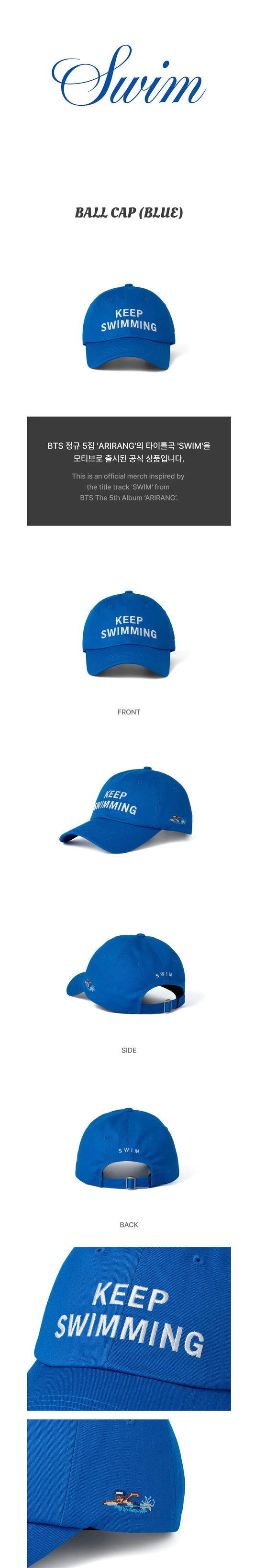 [PREORDER] BTS - SWIM OFFICIAL MD BALL CAP (BLUE)