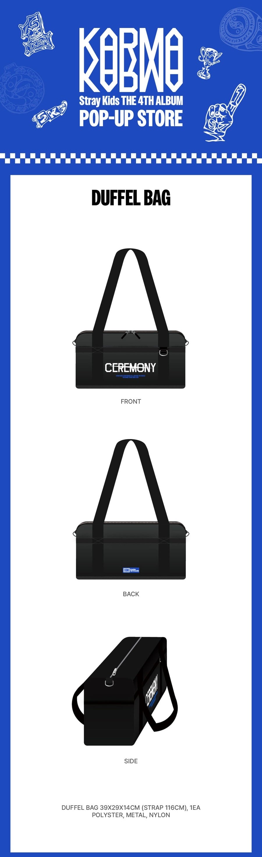 Stray Kids [KARMA POP UP STORE MD] Duffel Bag