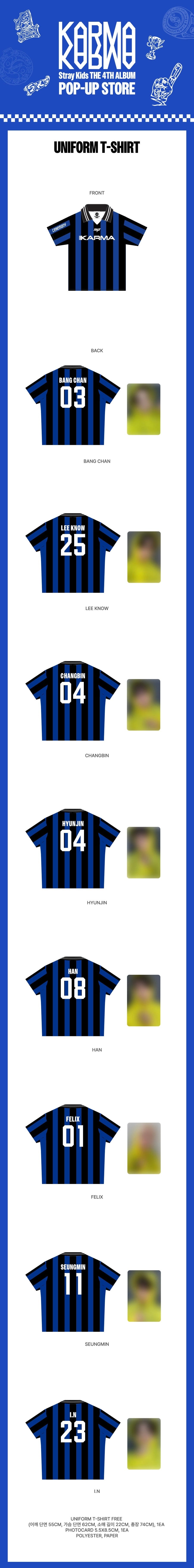 Stray Kids [KARMA POP UP STORE MD] Member Choice Uniform T-Shirt + Photocard