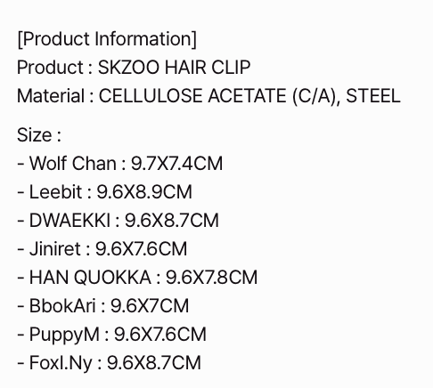 [PREORDER] [SHIPS IN SEPT-OCT] Stray Kids - World Tour [RUN IT SEOUL] OFFICIAL MD - SKZOO ACRYLIC HAIR CLIP (SKZOO Choice)