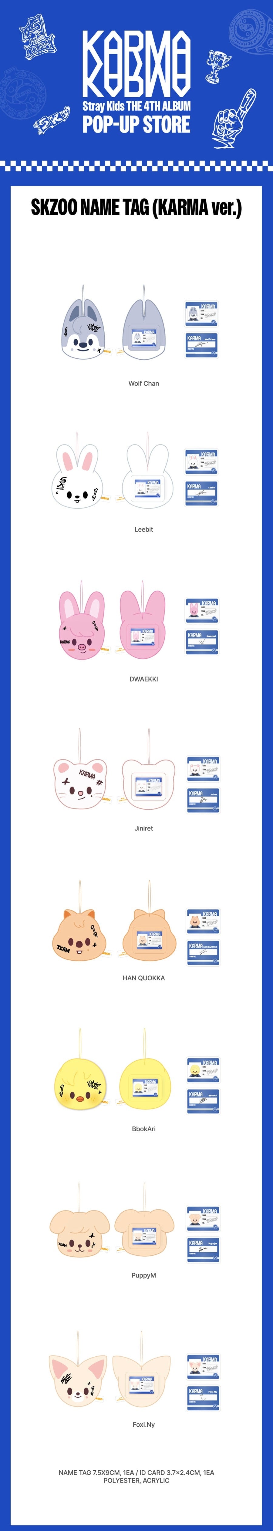 Stray Kids [KARMA POP UP STORE MD] Version Choice Skzoo Name Tag