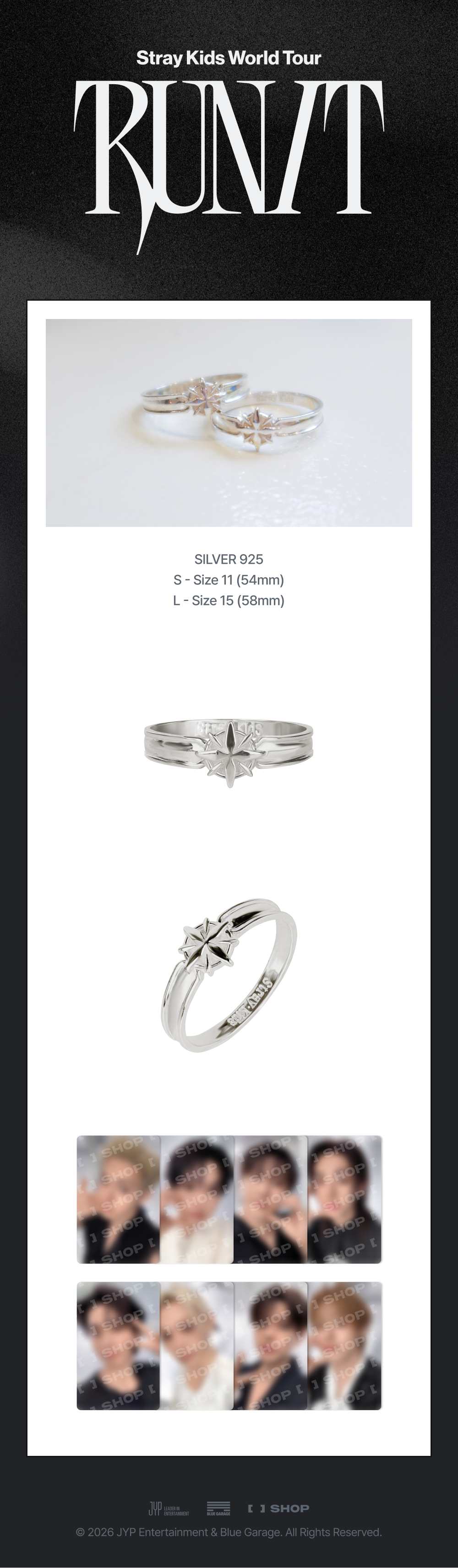 [PREORDER] [SHIPS IN SEPT-OCT] Stray Kids - World Tour [RUN IT SEOUL] OFFICIAL MD - RING (Size Choice)