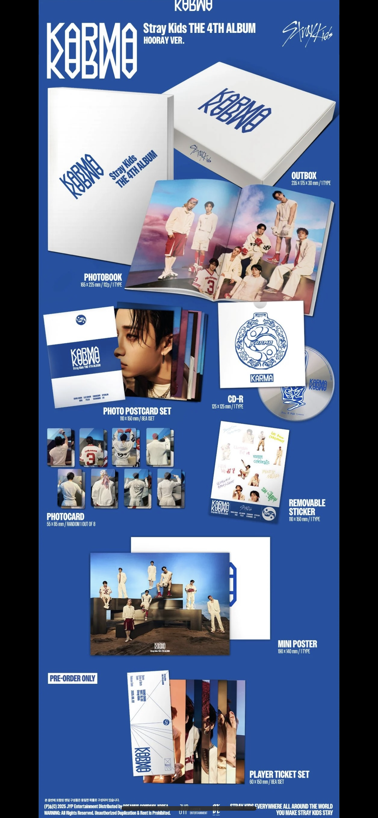 Stray Kids - 4TH ALBUM [KARMA] (CEREMONY VER./ HOORAY VER.) (2types Version Choice) + Random Photocard (Withmuu)