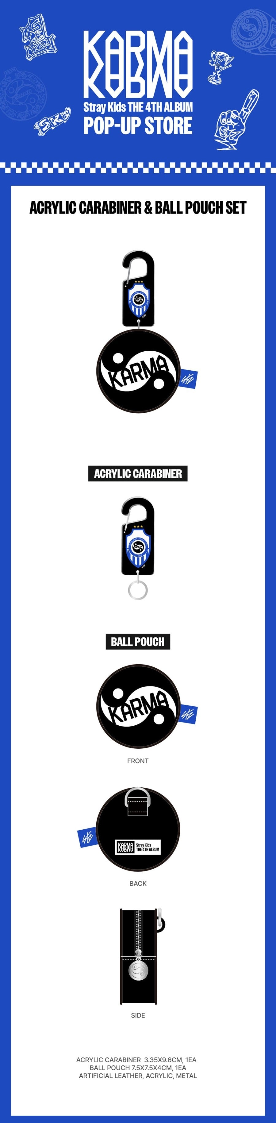 Stray Kids [KARMA POP UP STORE MD] Acrylic Carabiner & Ball Pouch Set