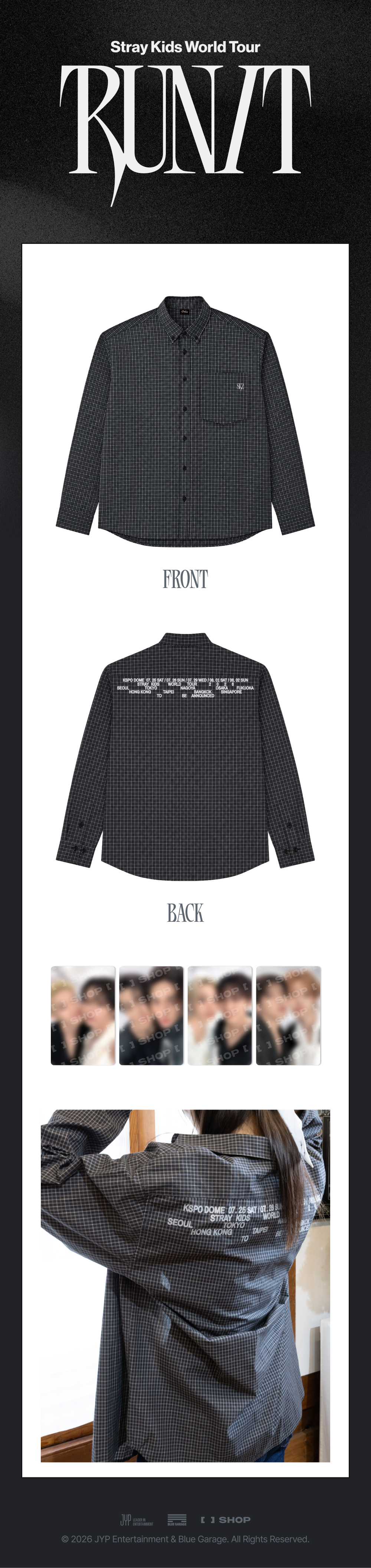 [PREORDER] [SHIPS IN SEPT-OCT] Stray Kids - World Tour [RUN IT SEOUL] OFFICIAL MD - CHECK SHIRT (One Size)