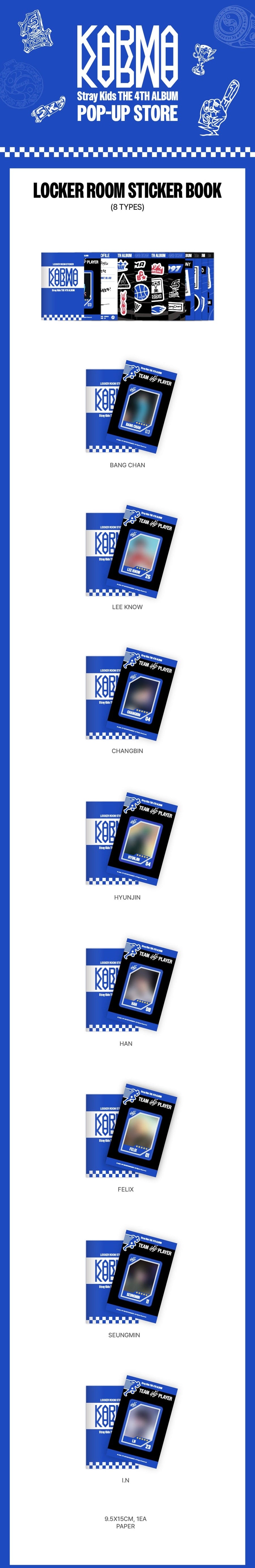 Stray Kids [KARMA POP UP STORE MD] (Member Choice) Locker Room Sticker Book
