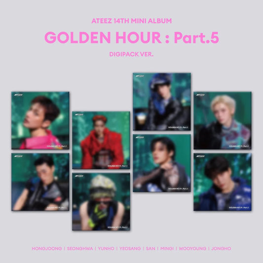 [ON BACK-ORDER] [SHIPS IN 2-3 WEEKS] ATEEZ - 14th Mini Album GOLDEN HOUR : PART.5 Digipack Ver. (Member & POB Choice)