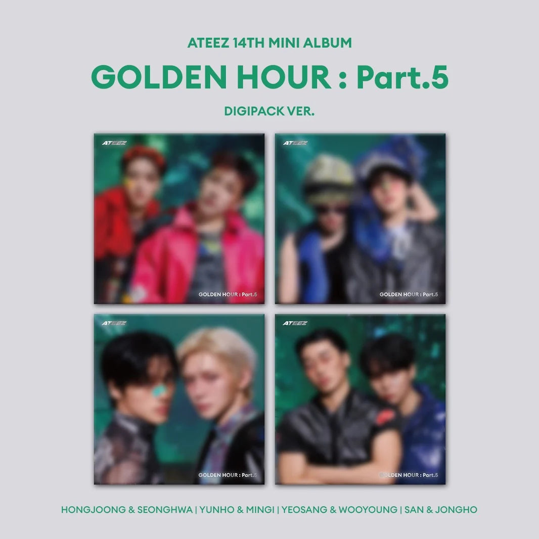 [ON BACK-ORDER] [SHIPS IN 2-3 WEEKS] ATEEZ - 14th Mini Album GOLDEN HOUR : PART.5 Digipack Unit Ver. (Unit & POB Choice)