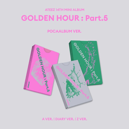 [ON BACK-ORDER] [SHIPS IN 2-3 WEEKS] ATEEZ - 14th Mini Album GOLDEN HOUR : PART.5 POCAALBUM Ver. (Version & POB Choice)