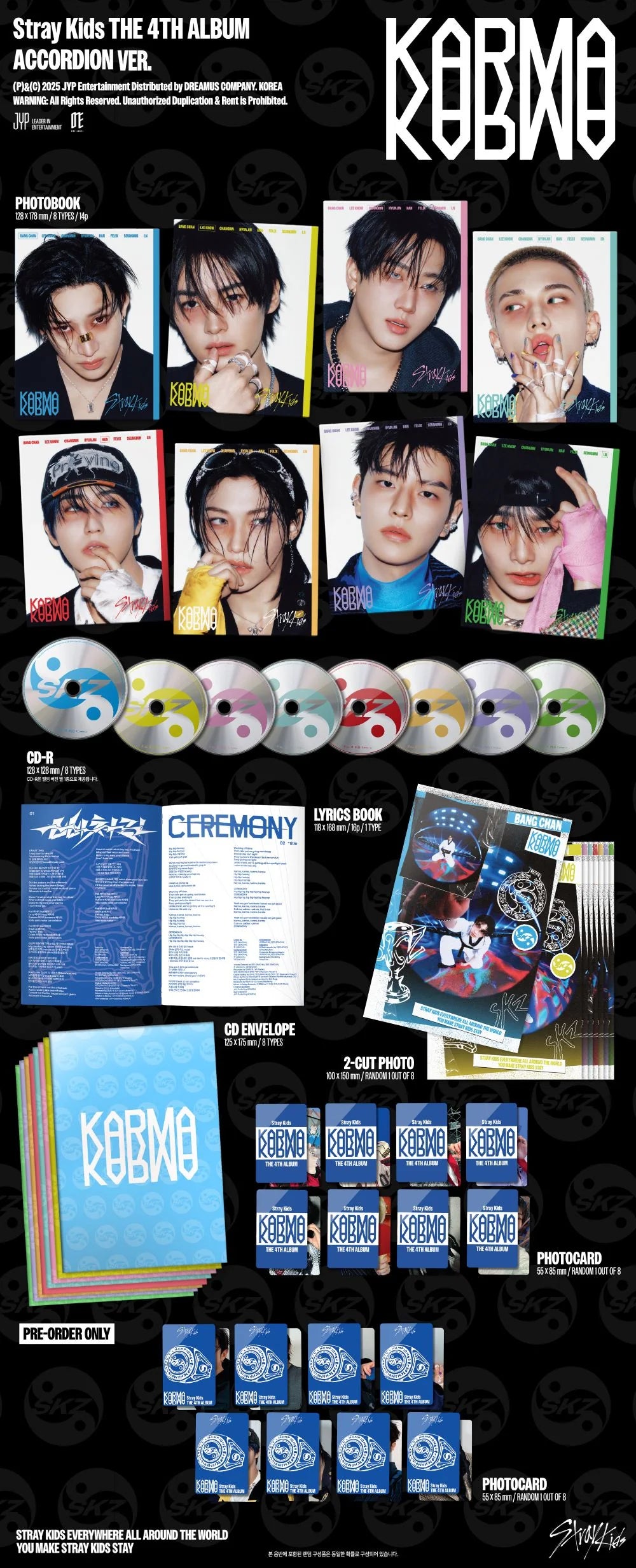 Stray Kids - 4TH ALBUM [KARMA] (ACCORDION VER.) Version Choice + Random Photocard (APPLE MUSIC)