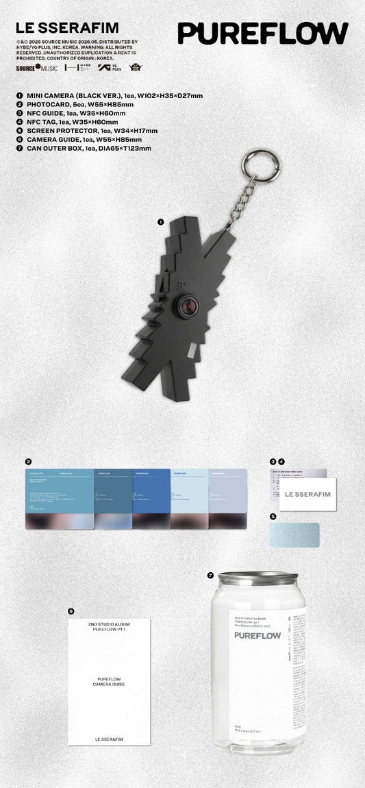 [PREORDER] LE SSERAFIM - PUREFLOW 2ND ALBUM WEVERSE SHOP GIFT MINI CAMERA BLACK Ver.