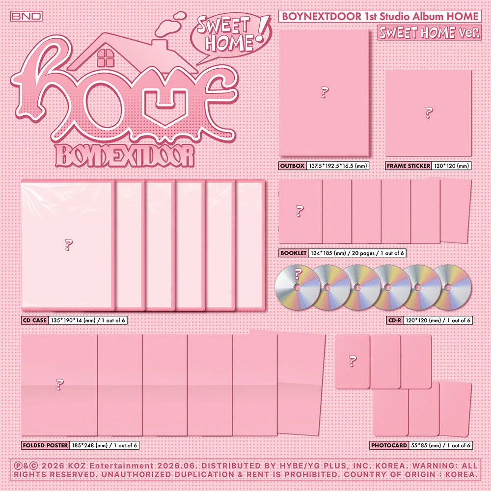 [PREORDER] BOYNEXTDOOR - HOME 1ST STUDIO Album Sweet Home Ver. (Random)