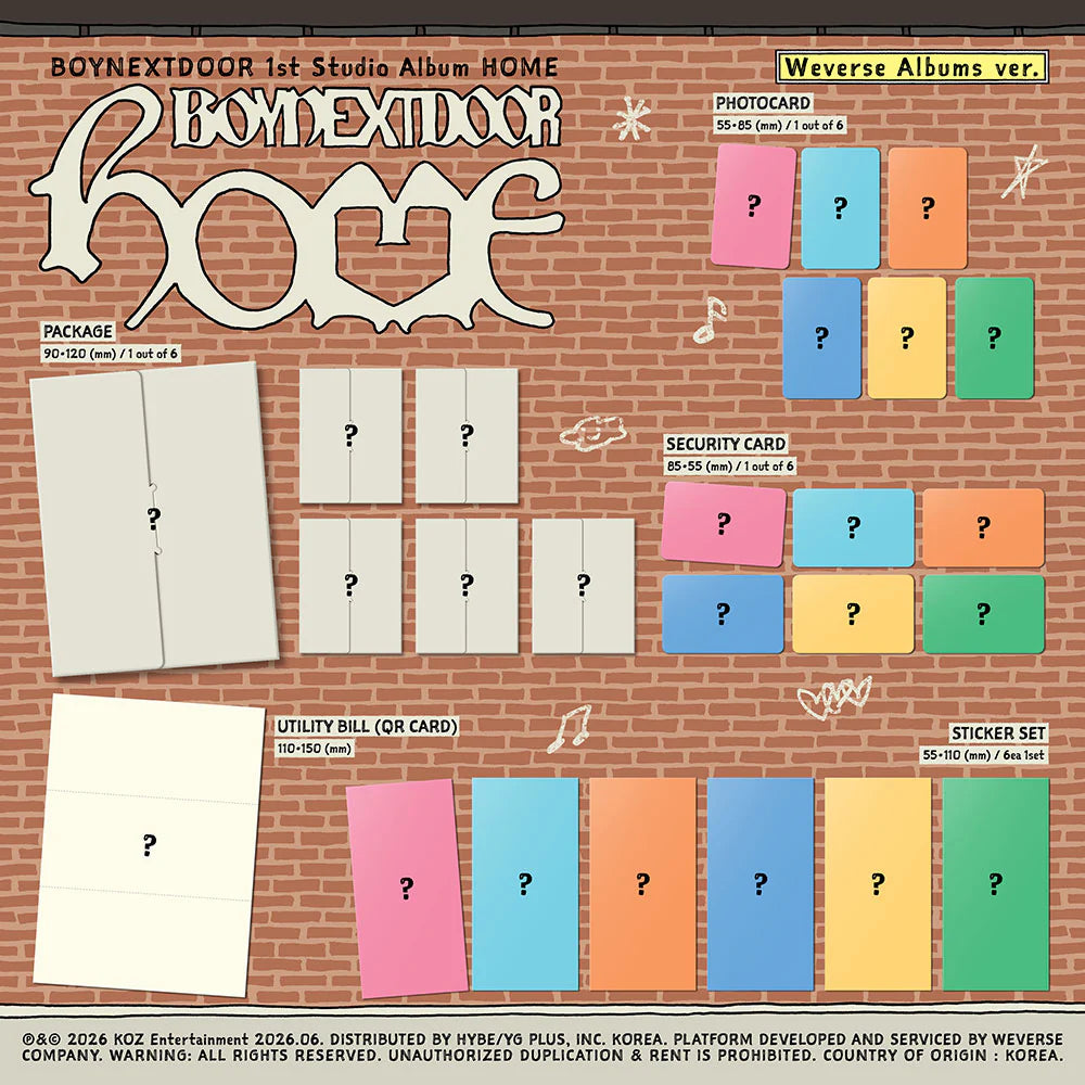 [PREORDER] BOYNEXTDOOR - HOME 1ST STUDIO Album Weverse Albums Ver. (Random)