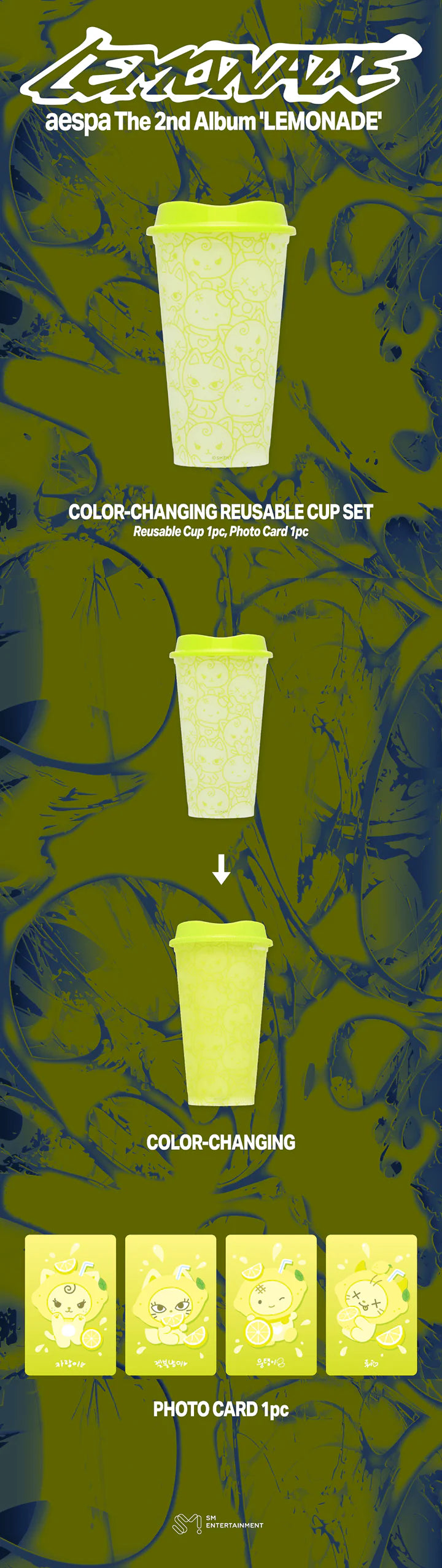 [PREORDER] [SHIPS IN SEPT-NOV] AESPA - [AESPA WEEK MAKE IT LEMONADE OFFICIAL MD] COLOR CHANGING REUSABLE CUP SET (Member Choice)