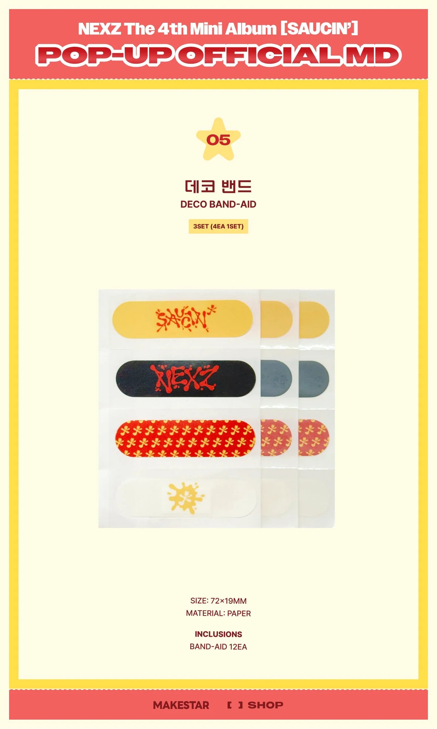 [PREORDER] [SHIPS IN NOV-DEC] NEXZ - [SAUCIN' POP UP OFFICIAL MD] DECO BAND-AID