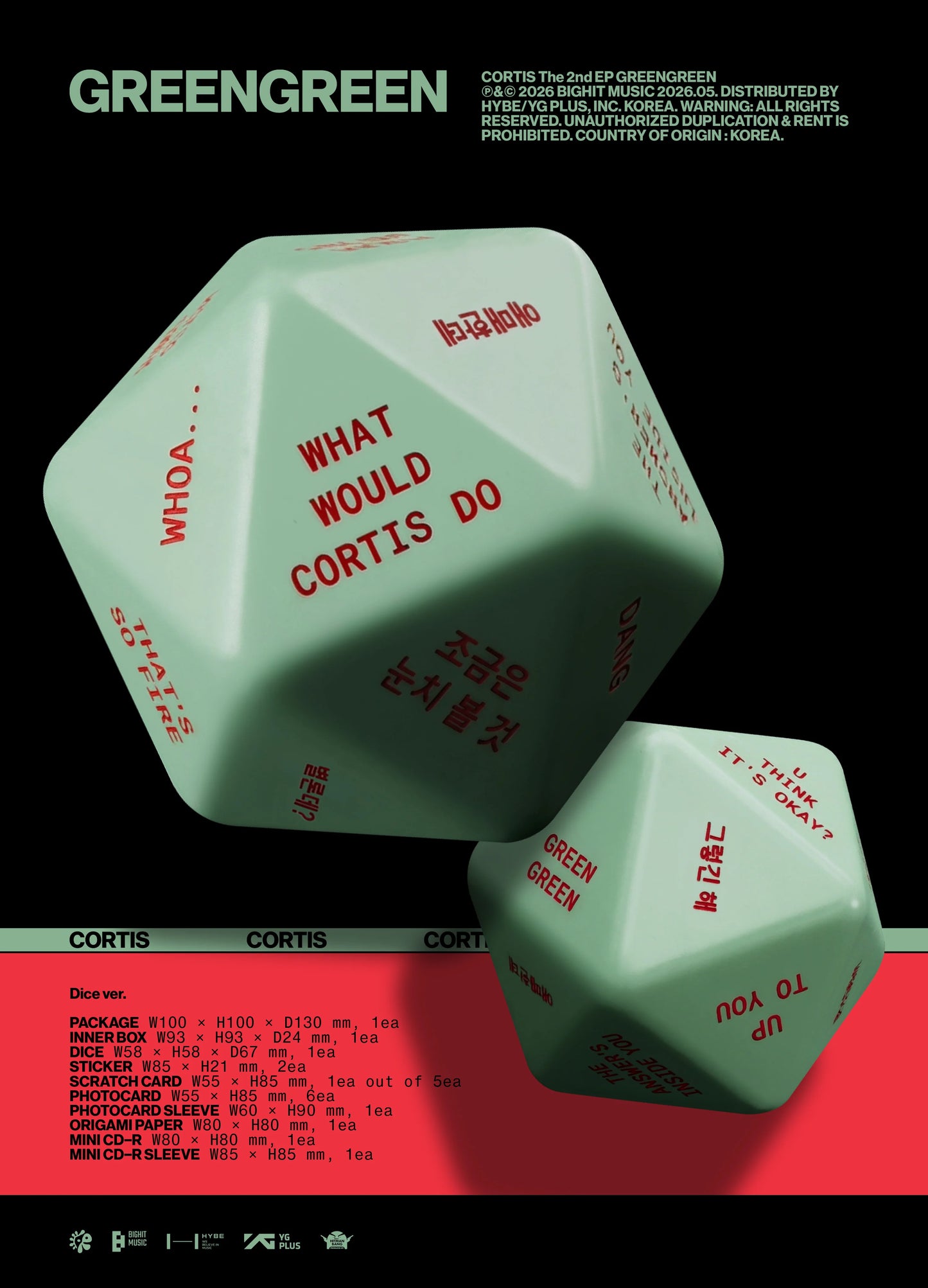[PREORDER] CORTIS - GREENGREEN 2nd EP Album DICE Ver. (POB Choice)