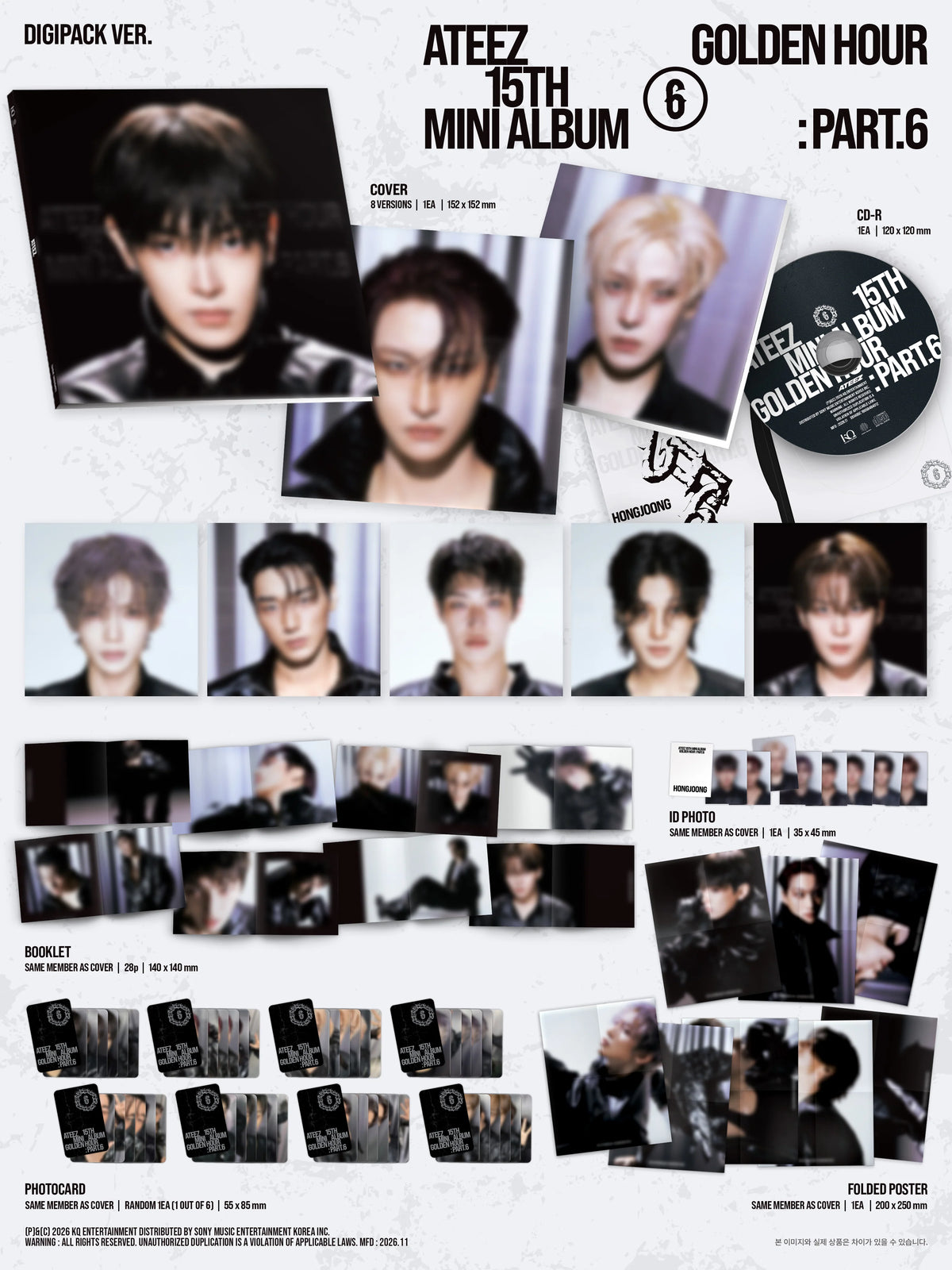 [PREORDER] [SHIPS IN DEC 2026-JAN 2027] ATEEZ - 'GOLDEN HOUR : PART.6' 15th Mini Album DIGIPACK Ver. (Member & POB Choice)