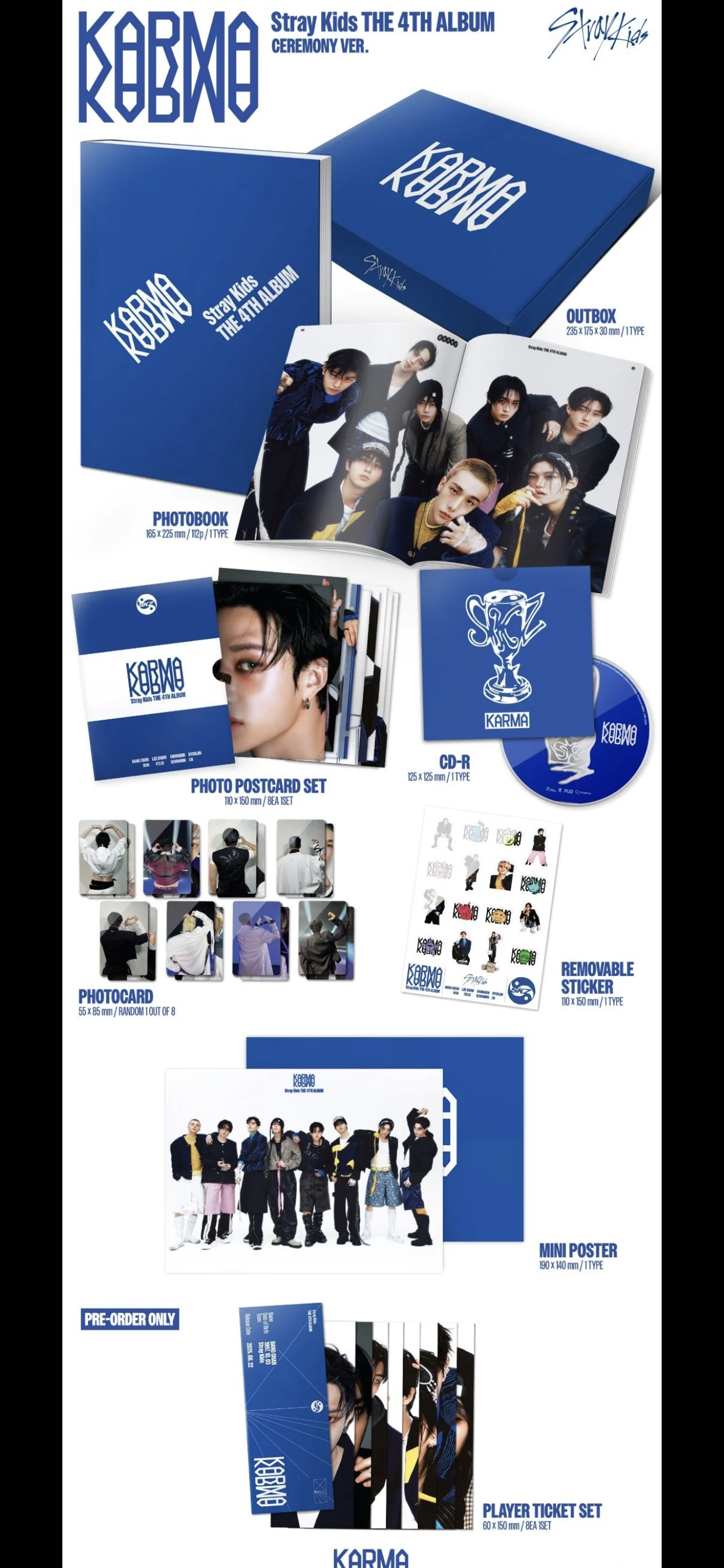 Stray Kids - 4TH ALBUM [KARMA] (CEREMONY VER./ HOORAY VER.) (2types Version Choice) + Random Photocard (Withmuu)