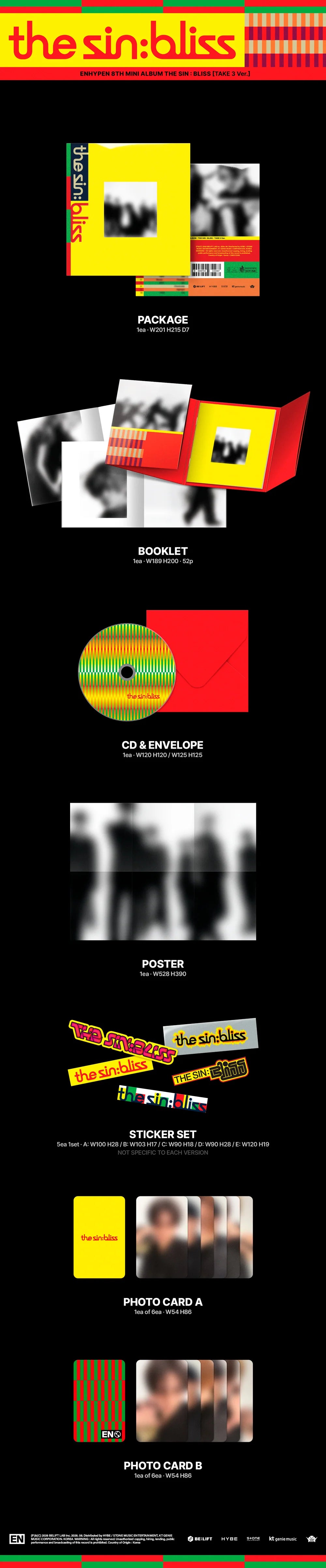 [PREORDER] [SHIPS IN SEPT-OCT] ENHYPEN - THE SIN : BLISS 8TH MINI ALBUM Standard Ver. (Version & POB Choice)