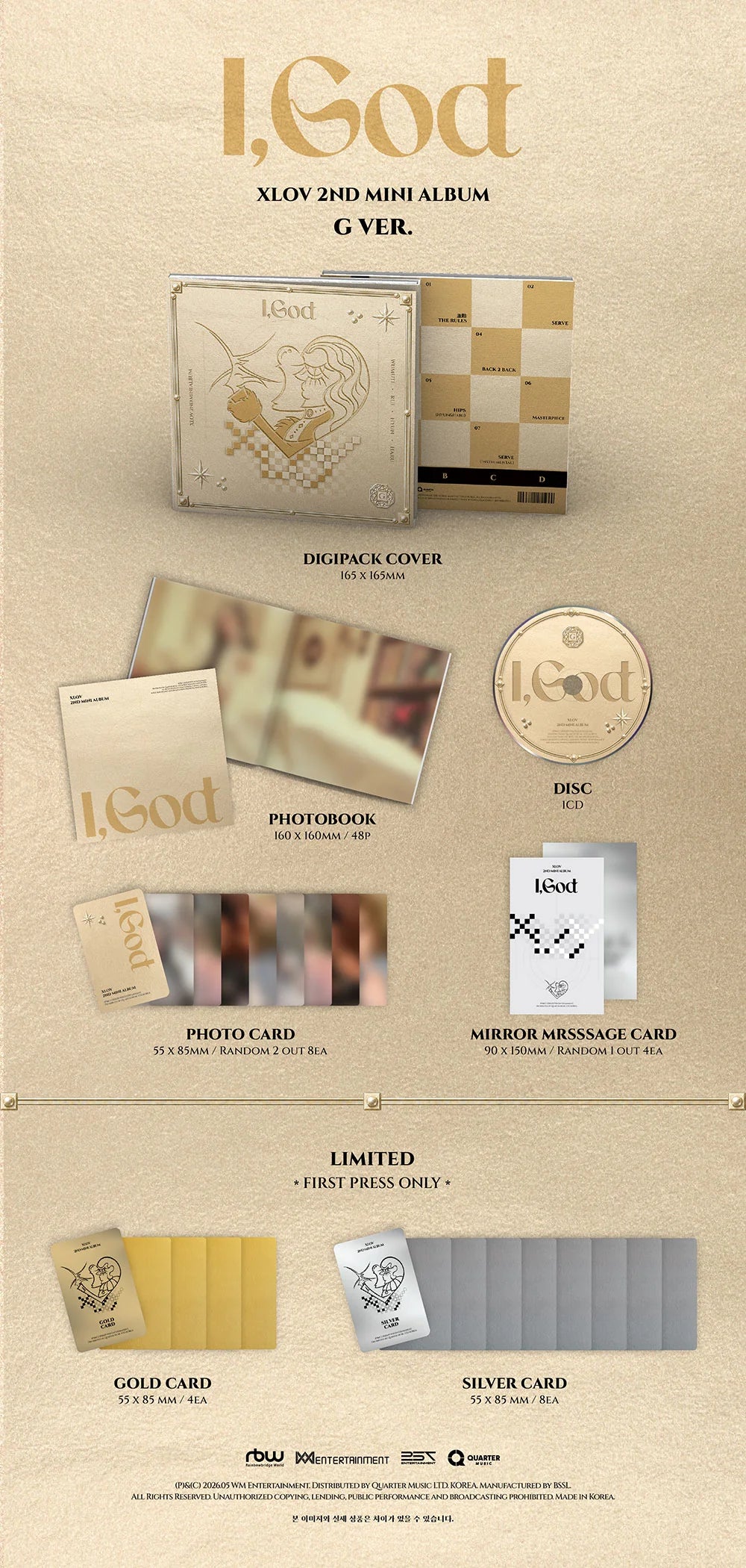 [PREORDER] XLOV - I, GOD 2ND MINI ALBUM Standard (G Ver.)