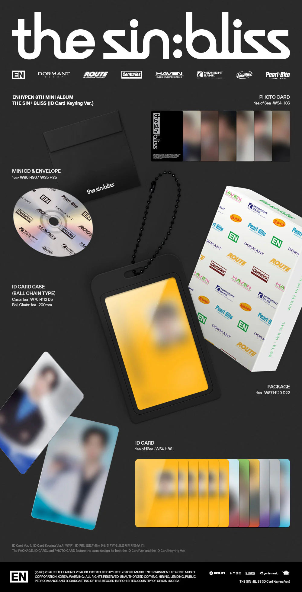 [PREORDER] [SHIPS IN SEPT-OCT] ENHYPEN - THE SIN : BLISS 8TH MINI ALBUM ID Card Keyring Ver. RANDOM
