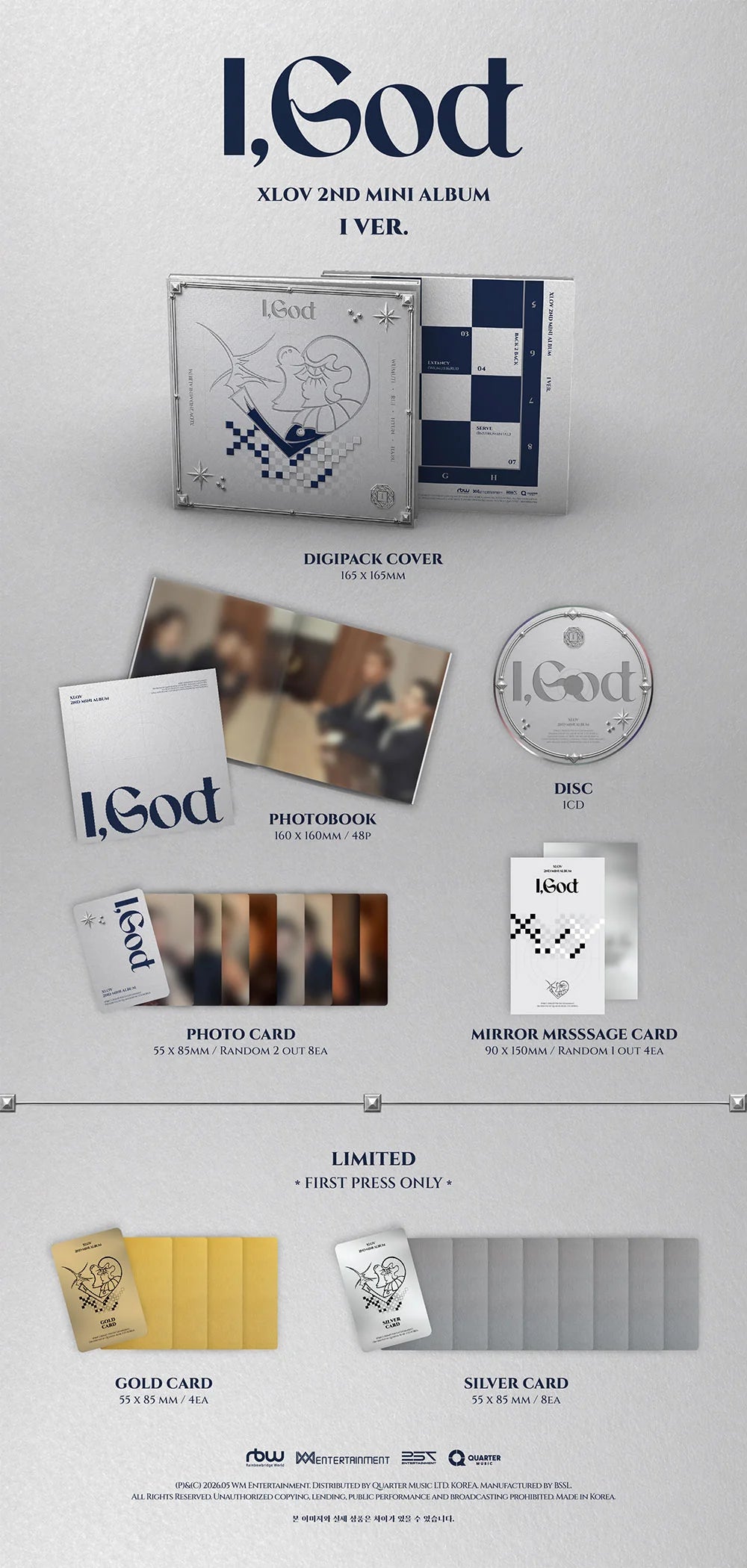[PREORDER] XLOV - I, GOD 2ND MINI ALBUM Standard (I Ver.)