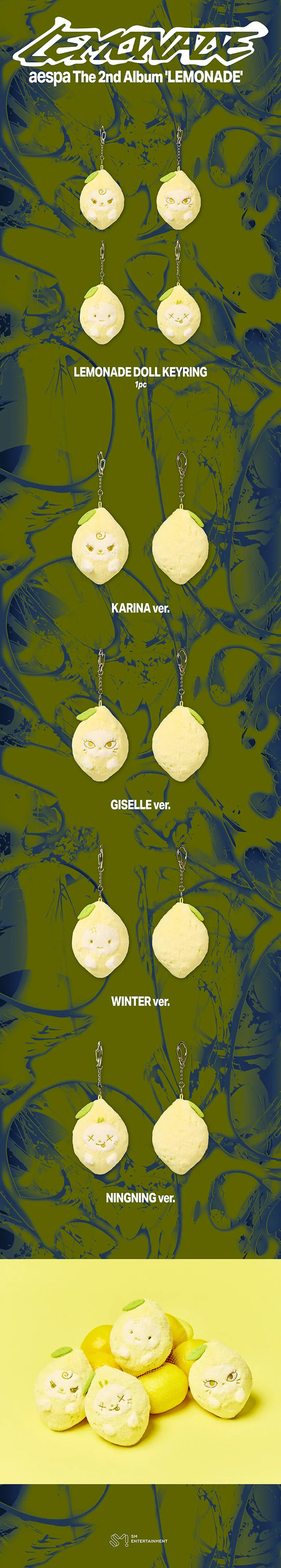 [PREORDER] [SHIPS IN SEPT-NOV] AESPA - [AESPA WEEK MAKE IT LEMONADE OFFICIAL MD] LEMONADE DOLL KEYRING (Member Choice)