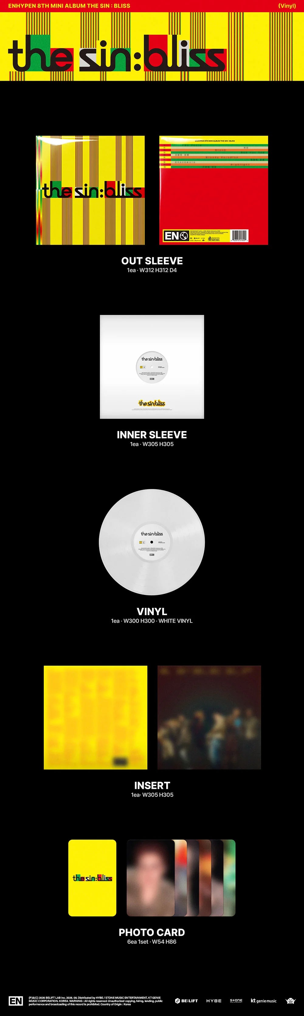 [PREORDER] [SHIPS IN SEPT-OCT] ENHYPEN - THE SIN : BLISS 8TH MINI ALBUM Vinyl Ver.