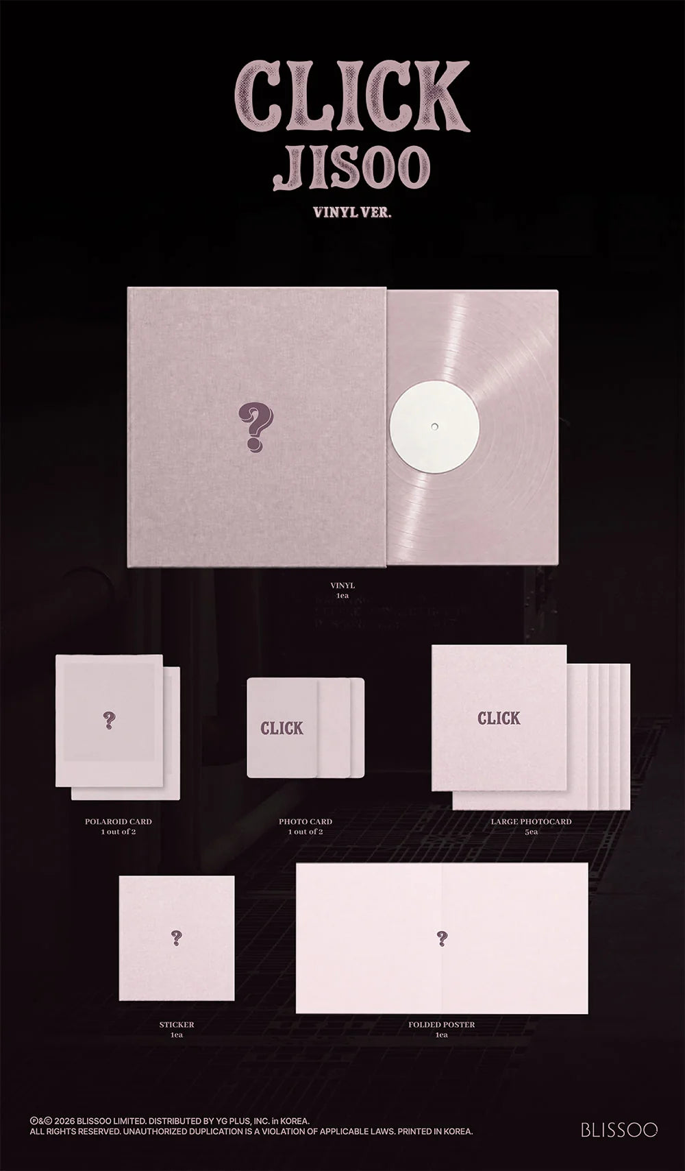 [PREORDER] [SHIPS IN OCT-NOV] BLACKPINK JISOO - CLICK SINGLE ALBUM CLICK VINYL Ver.