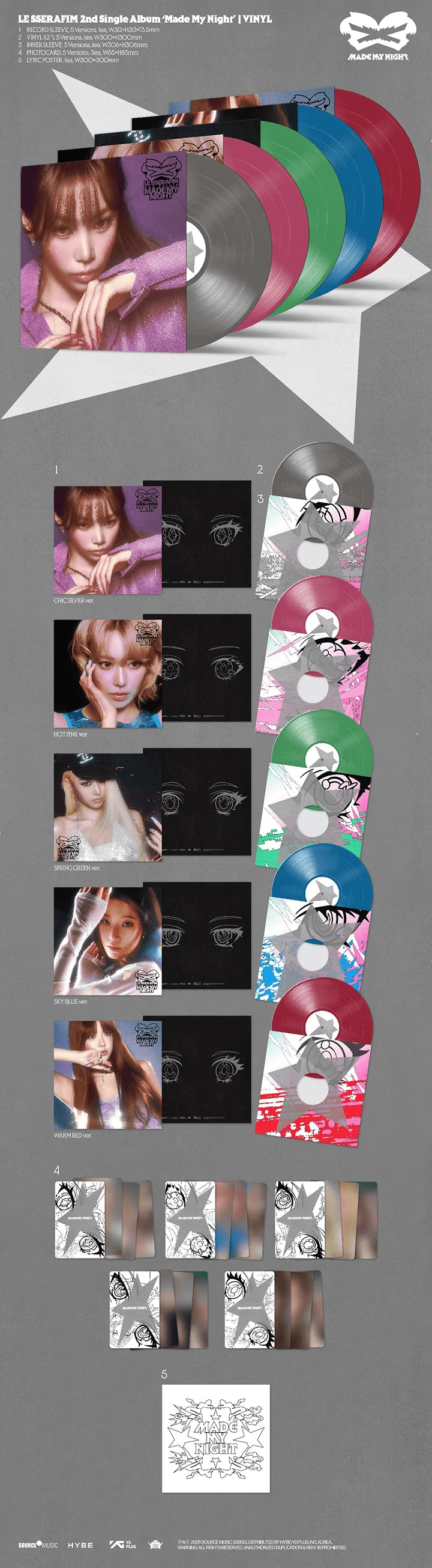 [PREORDER] [SHIPS IN NOV-DEC 2026] LE SSERAFIM - 'MADE MY NIGHT' 2ND SINGLE ALBUM - VINYL (Version Choice)