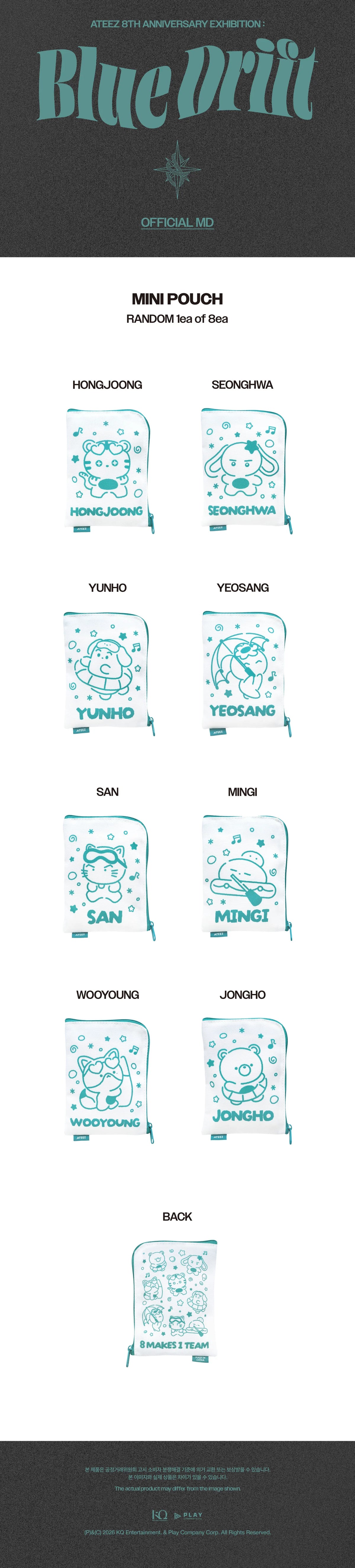 [PREORDER] [SHIPS IN DEC 2026-JAN 2027] ATEEZ - '8TH ANNIVERSARY EXHIBITION: BLUE DRIFT' OFFICIAL MD - MINI POUCH (RANDOM)