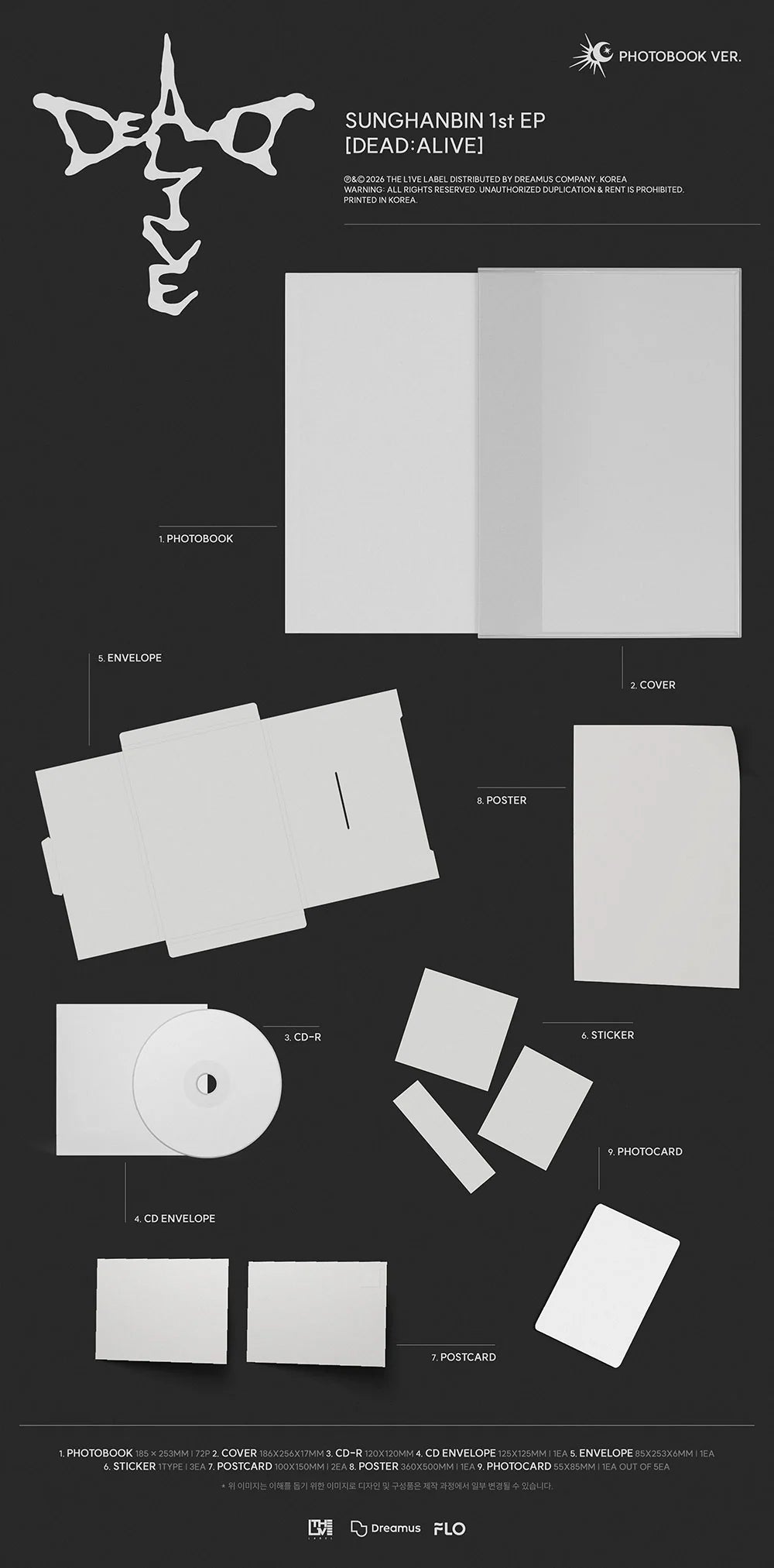 [PREORDER] [SHIPS IN OCT-NOV 2026] ZEROBASEONE SUNG HANBIN - DEAD:ALIVE 1st EP Album PHOTOBOOK Ver. (Version Choice)