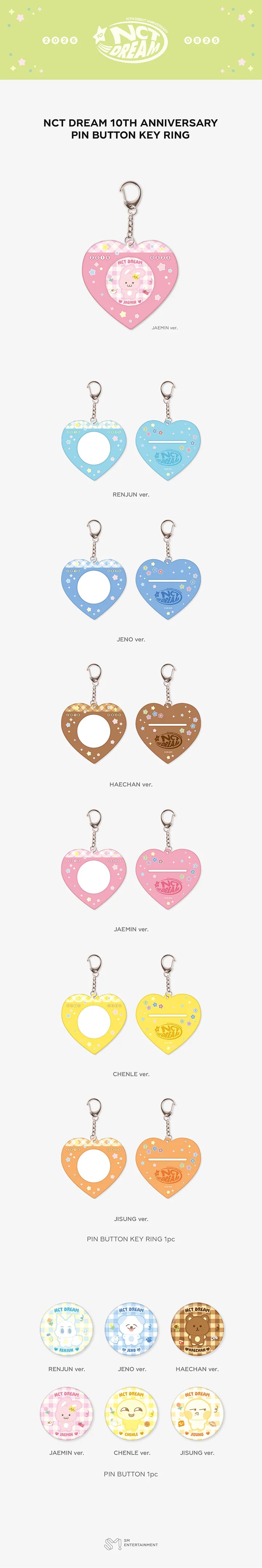 [PREORDER] [SHIPS IN DEC 2026-JAN 2027] NCT DREAM - 10TH ANNIVERSARY OFFICIAL MD PIN BUTTON KEYRING (Member Choice)
