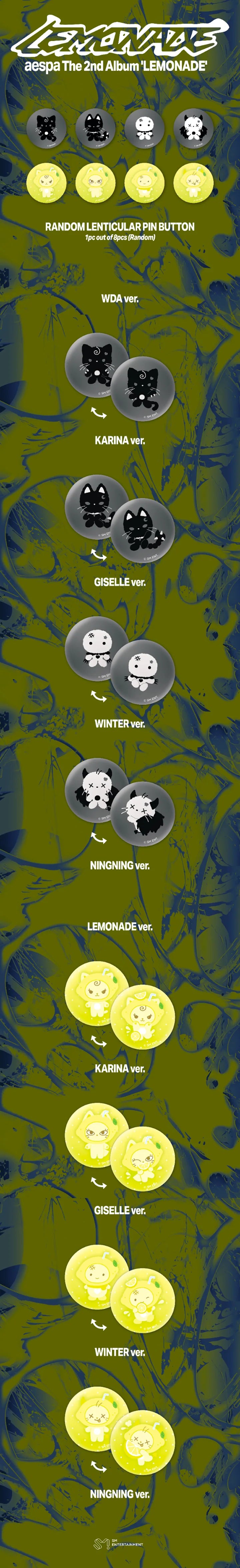 [PREORDER] [SHIPS IN SEPT-NOV] AESPA - [AESPA WEEK MAKE IT LEMONADE OFFICIAL MD] RANDOM LENTICULAR PIN BUTTON