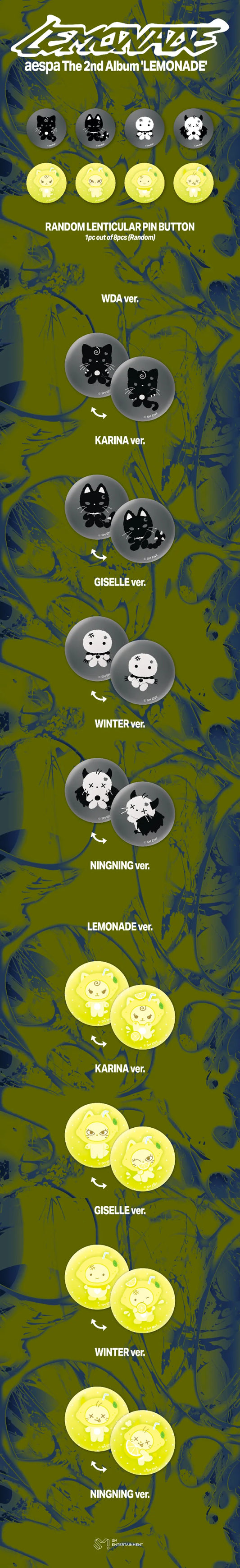 [PREORDER] [SHIPS IN SEPT-NOV] AESPA - [AESPA WEEK MAKE IT LEMONADE OFFICIAL MD] RANDOM LENTICULAR PIN BUTTON