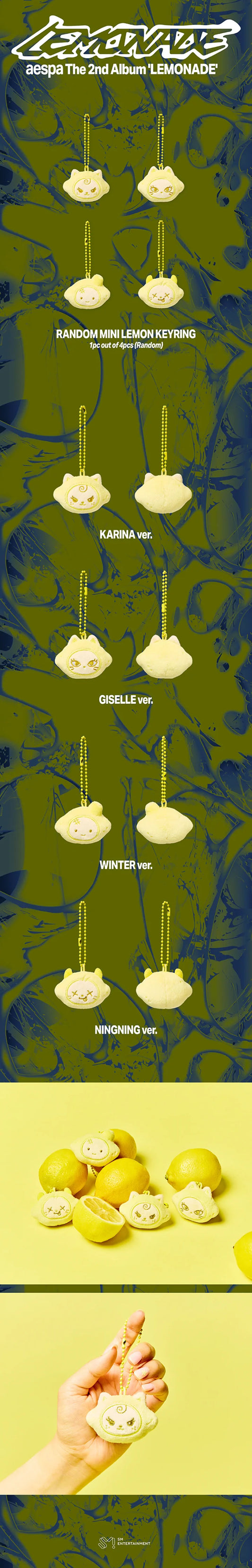 [PREORDER] [SHIPS IN SEPT-NOV] AESPA - [AESPA WEEK MAKE IT LEMONADE OFFICIAL MD] RANDOM MINI LEMON KEYRING