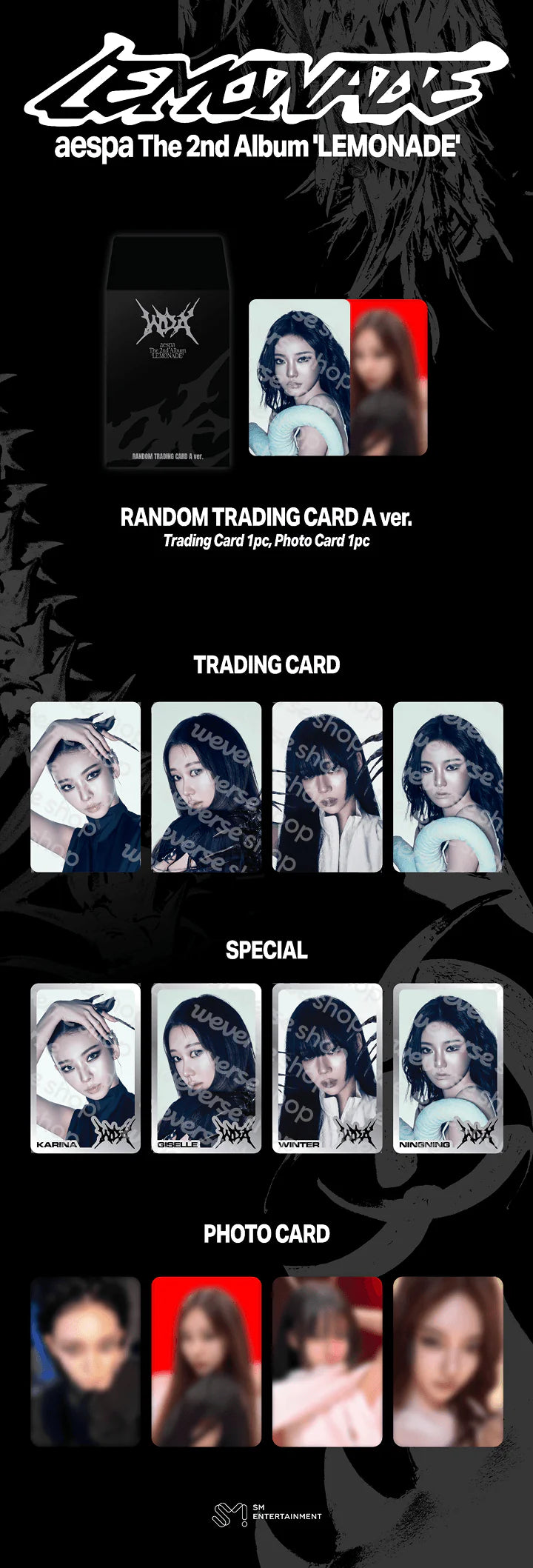 [PREORDER] [SHIPS IN SEPT-NOV] AESPA - [AESPA WEEK MAKE IT LEMONADE OFFICIAL MD] RANDOM TRADING CARD (A Ver.)