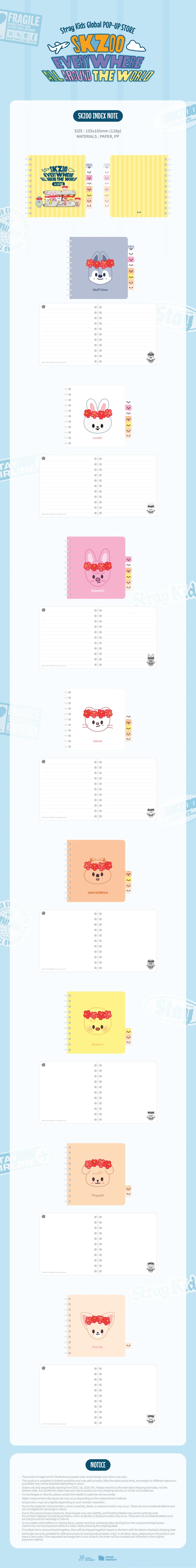 [PREORDER] [SHIPPING TBA 2027] Stray Kids - [SKZOO EVERYWHERE ALL AROUND THE WORLD] Global POP-UP STORE IN LATAM OFFICIAL MD - SKZOO INDEX NOTE + POB