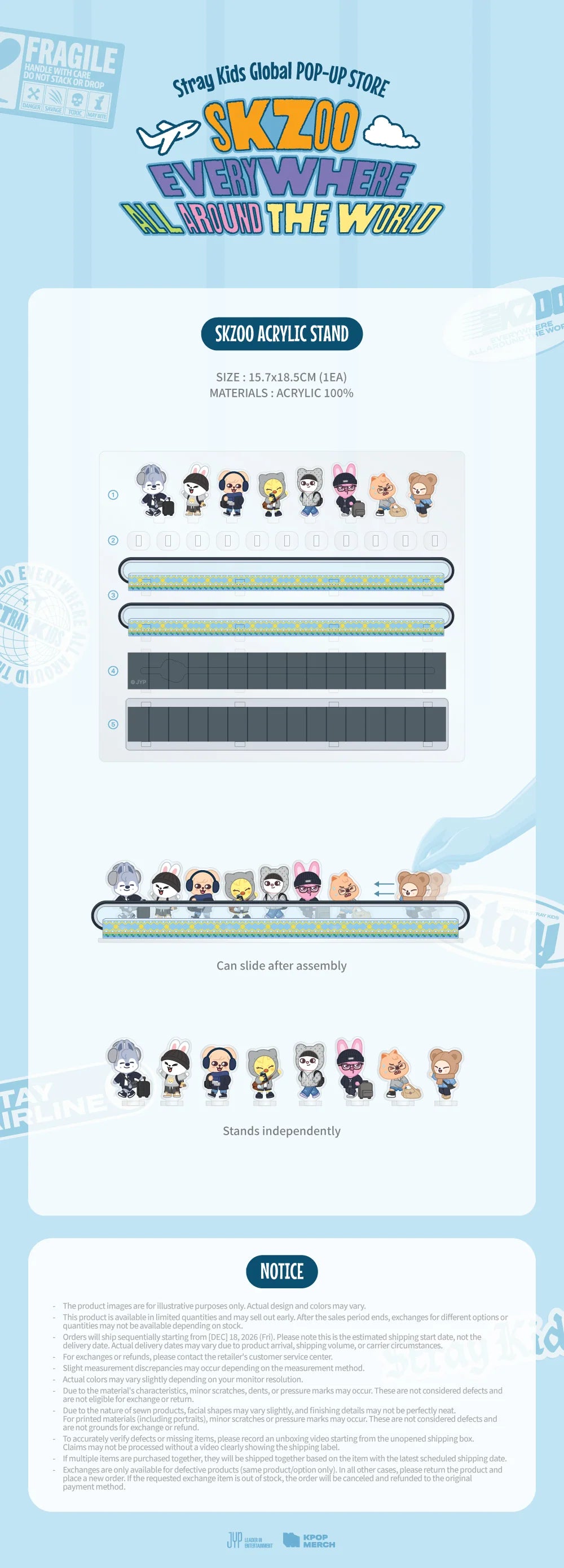 [PREORDER] [SHIPPING TBA 2027] Stray Kids - [SKZOO EVERYWHERE ALL AROUND THE WORLD] Global POP-UP STORE IN LATAM OFFICIAL MD - SKZOO ACRYLIC STAND + POB