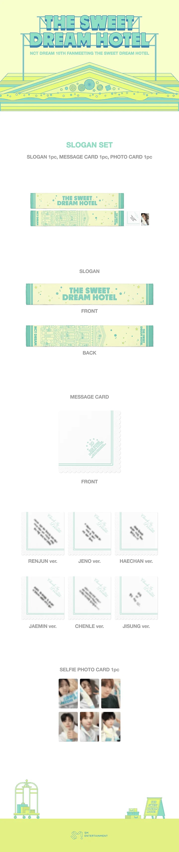 [PREORDER] [SHIPS IN DEC 2026-JAN 2027] NCT DREAM - THE SWEET DREAM HOTEL 10TH ANNIVERSARY PARTY OFFICIAL MD SLOGAN SET (Member Choice)